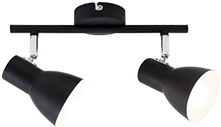 Briloner Leuchten Deckenleuchte, Deckenspot, Strahler dreh-und schwenkbar, 2x E14, max. 25 Watt, Retro, Schwarz, 275x80x150mm (LxBxH)