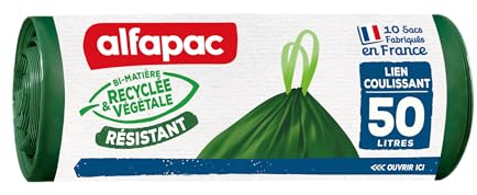 Alfapac - Bolsas de basura con asas de origen vegetal con asas correderas