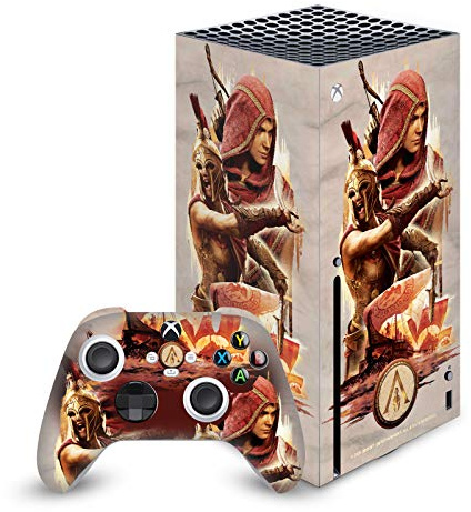 Head Case Designs Offizielle Zugelassen Assassin's Creed Kassandra Odyssee Kunstwerk Vinyl Haut Gaming Aufkleber Abziehbild Abdeckung kompatibel mit Xbox Series X Console and Controller Bundle