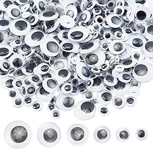 PandaHall 6 Größen Wackel-Googly-Eyes-Knöpfe, 330 stücke Aufnähen Kulleraugen Schaft Zurück Nähen Handwerk Tier Handwerk Augen Knopf Für Teddybär Tierpuppe Plüschtier