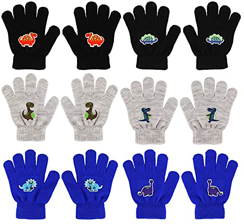 QKURT 6 Paare von Kinderhandschuhe,Kleinkind Stretch-Fäustlinge Kinderhandschuh Fit für 5~12 Jahre alte Kinder Baby Kinder