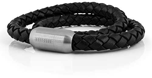 Akitsune Navis Segeltau Lederarmband | 8mm breit | Magnetischer Kapselverschluss Doppelt Gewickelt Damen Herren Maritim