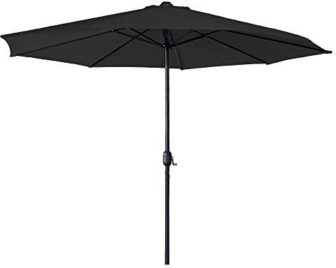 YRHome 350cm Sonnenschirm Alu mit Handkurbel UV Schutz 40+ - Dunkelgrau Gartenschirm Terrassenschirm Marktschirm für Balkon, Garten, Terrasse(Anthrazit,3.5m ohne LED)