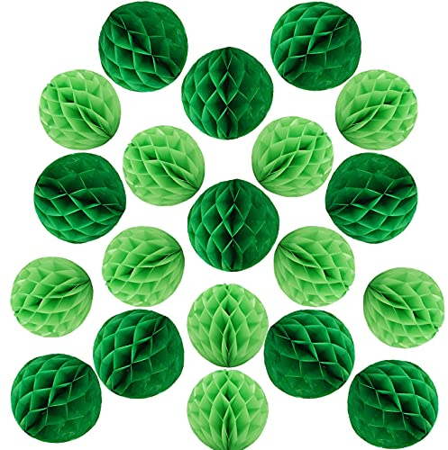 YLY's love Papier Wabenball Dekoration 20 Stück 10cm 15cm Honeycomb Balls pompom Deko zum Aufhängen Dekor für Geburtstag Hochzeitsfest Party Brautduschen Wohnungdeko (10cm ,15cm-Grün Set)