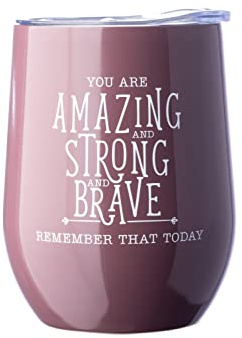 DIVERSEBEE Inspirational Thank You Gifts for Women, Mom, Sister, Wife, Girlfriend, Coworker, Nurses, Best Friend, Encouragement Birthday Wine Gifts - Insulated Wine Tumbler Cup with Lid 12o(Mauve)