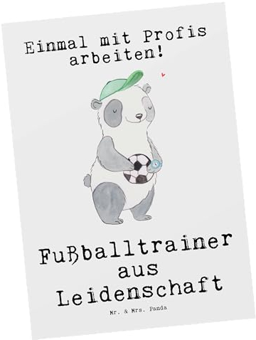 Mr. & Mrs. Panda Postkarte Fußballtrainer Leidenschaft - Geschenk, Lustig, Ansichtskarten, Ansichtskarte, Glücksbringer, Spruch, Postkarten, Grußkarte, Fußballspiel, Fotokarte
