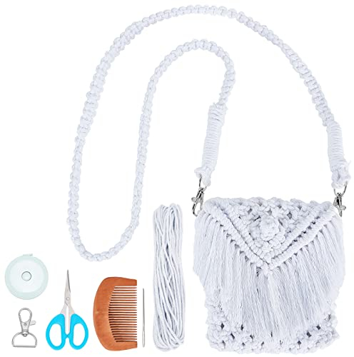 WEBEEDY DIY Makramee Taschen Kit Für Erwachsene Anfänger Makramee Geldbörsen Kit DIY Bastelsets Für Damen Clutch Umhängetasche Abendtasche Schultertasche zum Reise Geschenk Für Valentinstag
