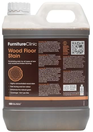 Wood Floor Stain (Warm Graphite, 2.5L) – Highly Concentrated, Quick Drying Wood Stain for All Types of New & Reclaimed Timber Flooring – Water Based and Low Odour