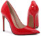 WOkismD Décolleté da donna in vernice sexy a punta con tacchi alti a spillo slip on abito da festa nuziale scarpe da ballo 12 cm, rosso, 38 cm