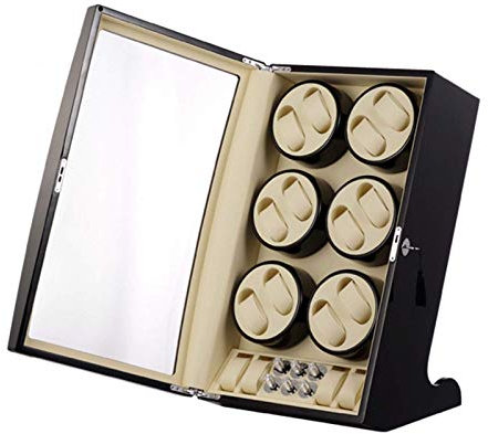 Carica orologi Per 12 orologi + 4 posizioni di archiviazione Carica orologi automatico Scatola porta orologi Motore cuscino in pelle 5 modalità di rotazione Lacca per pianoforte in legno The New