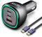 165W USB C Car Charger Fast Charging,UOUCOO Type C Car Charger PD3.1 140W PD3.0 100W Super Car Phone Charger Fast Charge Adapter for i Phone15Pro Samsung S22 S21 iPad M acBook pro Laptop Steam Deck
