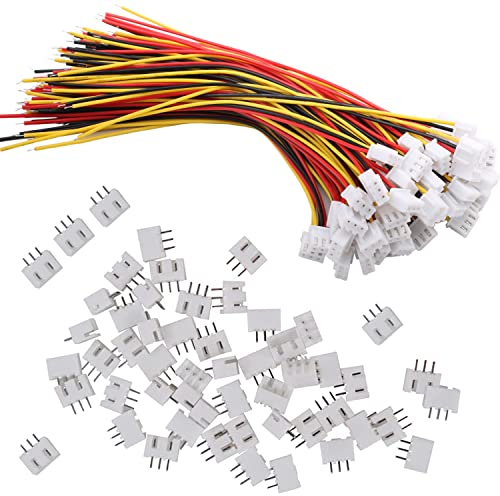 VISSQH 120Pcs/60Paires Connecteur JST PH 2 Broches Mâle et Femelle avec Câble Fil 150 mm, Adaptateur Mâle et Femelle