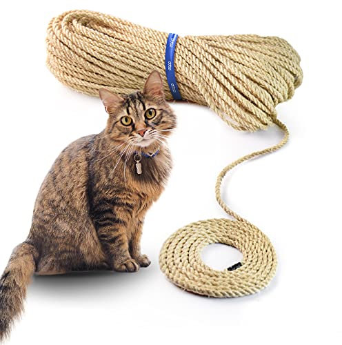 DQ-PP SISALSEIL | 20 m | 6 mm stark | Natürliches Sisal Seil für Kratzbaum Katzenbaum | Kratzseil DIY Fuer Katzen Ersatzteile