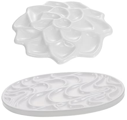 Ciieeo 2 Pcs Tray Ceramic Tray Mixing Painting Trays Colors Mixing Pallet Artist Paint Tray Practical Paint Plate Art Paint Box Pigment Trays White Imitation Porcelain