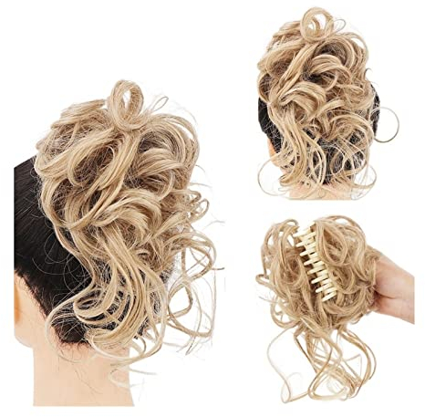Haarteil Mit Gummiband Erweiterung Messy Claw Clip Chignon Haarknoten Lockige Perücke Synthetische lockige gewellte Dutt Haarklammer in Dutt Messy Chignons Haarverlängerungen for Frauen Unordentliches