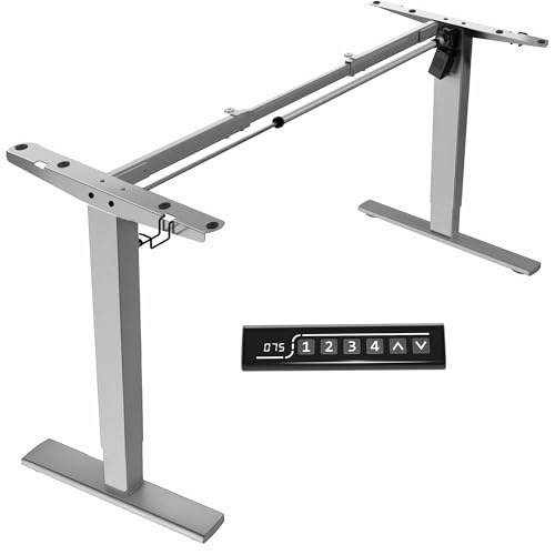VIVO Schreibtisch-V100EGY Elektrischer Stehpult, nur Rahmen, Einzelmotor, ergonomisch, höhenverstellbar, mit Memory-Controller, Grau, DESK-V100EGY