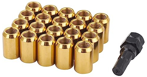 XRMXF 20 Stück Kegel 60° Schmal Sechskantschlüssel Stahl Lug Nuts M12 x 1,5 Radmuttern (Gold)