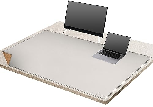 MAIDERN Schreibtischunterlage Kork & Leder, Doppelseitiges Schreibtischunterlage filz 160 x 80 cm, Groß Mauspad xxl, Wasserdichte Schreibunterlage papier, Büro und Zuhause Tischunterlage (Creme)