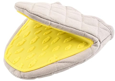 Gyios Maniques Cuisine 2 Paires Silicone Anti-scalding Four Gants Mitts Potholder Kitchen Silicone Gants Plateau Dish Bowl Bowl Four Clip À Main-Jaune