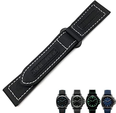 HKIDKK 24mm Kohlefaser Uhrenarmband Schwarz Uhr Armbänder für Panerai pam01661/00441 Uhrenarmband für Männer Zubehör, 24 mm, Achat