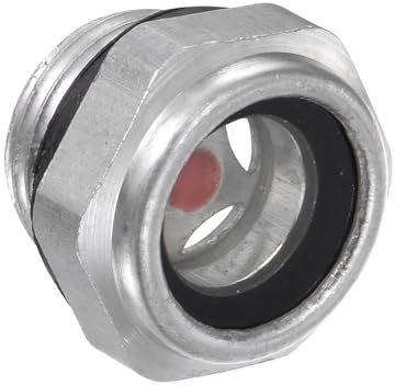 CoCud Visor de Nivel de Aceite para Compresor de Aire, | Rosca Macho G3/8 | Ventana de Vidrio Indicador de Nivel de Aceite con Cabeza Hexagonal de Aluminio, 1 Pieza