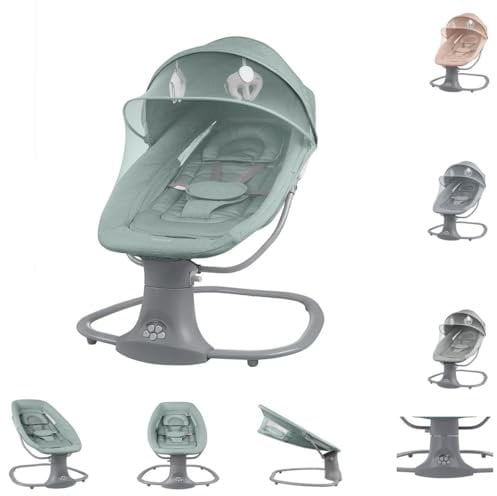 Kikkaboo Babywippe Winks 2 in 1 Stuhl, Moskitonetz, Timer, Musik, Fernbedienung, Farben:grün