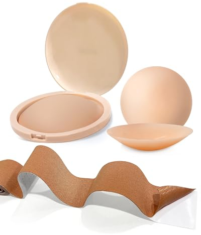 Egussi Nippelpads, 2 Paar Ultra Dünne Nippel Covers Wiederverwendbar Brustwarzenabdeckung mit Brustband – Unsichtbare Nipple Pads für rückenfreie Kleider