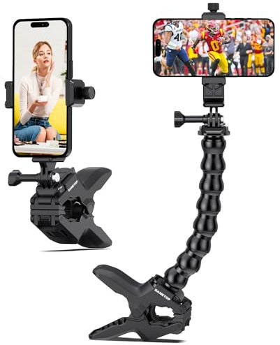 Sametop Handy Halter Schwanenhals Handy Halterung Klemme Flex Arm Ständer für Tisch Stange Kompatibel mit iPhone 16 15 14 Pro Max Plus 13 12 11 SE XS XR X 8 7 6 Samsung GoPro und Alle 4-7 Geräte