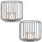 Marrakesch 2er Set Skandinavische Deko Windlichter Metall & Glas 14cm groß grau | Windlicht Teelichthalter Cibolo als Gartendeko & Wohnzimmer Tisch Deko | Exquisite Kerzenständer für Teelichter