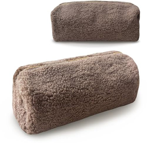 Teddy Kosmetiktasche - Plüsch Schminktasche ideal als Organizer für die Handtasche (Braun)