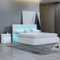 Ottoman Storage 4ft Bed Frame with LED Lights,Storage Gas Lift Up Bed Frame for Home, Faux Leather (White, Small Double)