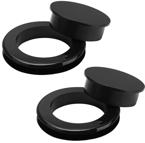 Patio Table Umbrella Hole Ring 2 Pieces 2 Inch Parasol Hole Ring Black Round Umbrella Hole Ring Plug And Cap Set for Glass Patio Garden Beach Deck Table Outdoor