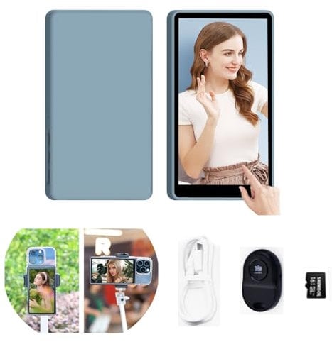 Shimbol CP5 Phone Vlog Selfie Monitor Screen, 5 inch 1080P Touchscreen Monitor, 2.4G/5GHz 164ft Wireless Transmission with Bluetooth Remote for iPhone Vlog Selfie Monitor Screen (with Grey Case)