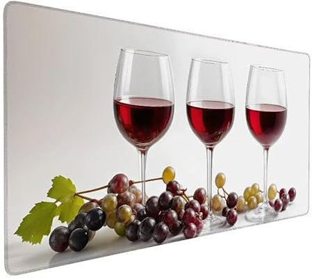 Tapis Souris Gamer Raisin, Tapis Souris XXL 1200x600x3mm, Mousepad Verre à vin, Tapis Clavier Souris, Grand Tapis De Bureau sous Main avec Base en Caoutchouc AntidéRapante, pour Bureau Cadeaux XZ-562
