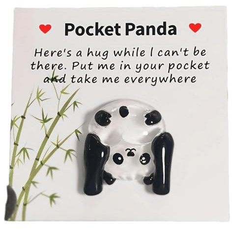 YUBEIER Taschenumarmung 6 Pack Panda Pocket Hug Cards Ermutigungskarten Harz Emotional Support Geschenk Inspirierende Positive Grußkarten-6 Pack Panda