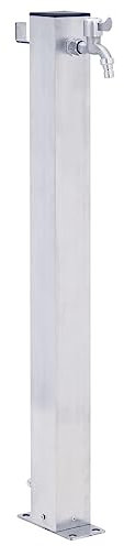 Colonna Acqua Giardino 23,5 x 7 x 60 cm, Fontana da Giardino Esterno, Acciaio Inox Quadrato Colonnina Acqua Giardino (1/2 BSP)
