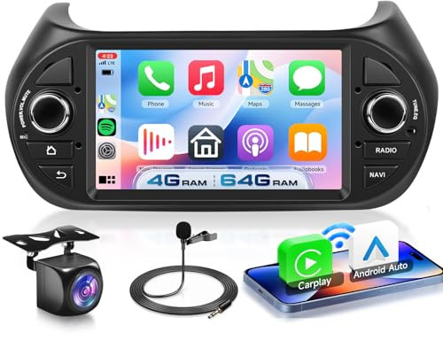 VECHTEL 4G+64G Autoradio Android 15 für FIAT Fiorino/Qubo/Peugeot Bipper/Citroen Nemo, 7 Zoll HD Touchscreen Auto Radio mit Drahtlos Carplay Android Auto GPS Wi-Fi USB Bluetooth FM RDS Rückfahrkamera