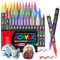 Acrylic Paint Pens, 36 Colors Acrylic Marker Pens with Flexible Brush Tip, Direct Liquid Glass Paint Pens for Rock Painting, Ceramic, Wood, Glass