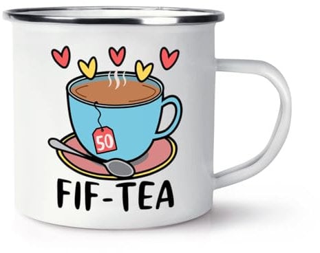 Fif-Tea Fifty Enamel Mug Cup
