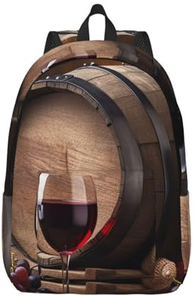 ANABPRMA Rucksack mit Aufschrift Merry Christmas, weißer Schneehund, Leinen, 15/17 Zoll Laptop, leicht, wasserdicht, Schultasche für College, Reisen, Outdoor (S/M), Wein und Fass, S