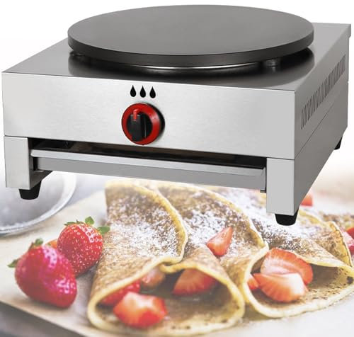 XSDAJSD Pfannkuchen-Maker, Antihaft-Crêpe-Pfanne, Kommerzielle Crêpe-Maschine, 15,7 Zoll Crêpe-Maker, Pfannkuchen-Grillplatte für die Arbeitsplatte, für Crêpes, Blintzes, Eier