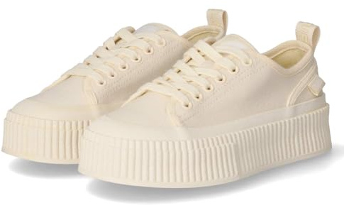 Buffalo Damen Low Sneaker Madison Beige Textil, Größe:36, Farbauswahl:beige