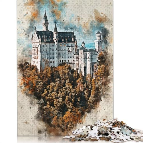 Neuschwanstein Aquarell-Puzzle, 1500 Teile, Holzpuzzle, Puzzle für Erwachsene und Jugendliche ab 12 Jahren, 1500 Teile (85 x 57 cm)