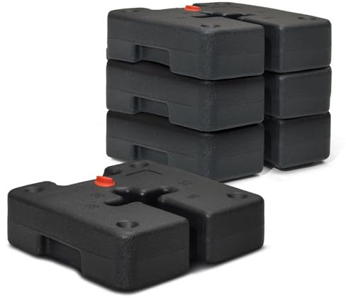 Heavy-Duty Gazebo Leg Weights – 4 Water-Fillable Base Plates for Canopies & Tents – 36kg Total Capacity – Fits 28-46mm Poles – Weatherproof Plastic Design with Handles