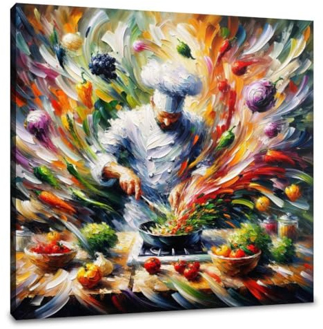 Home Art Haven Culinary Vibrance Canvas Wall Art for Kitchen, Print Picture Painting for Home Office Wall Artwork Decor Ready to Hang 80 x 80 cm