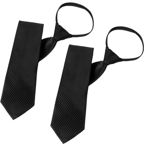 DOPENSPI 2 Stück Krawatte für Herren, Vorgebunden Verstellbare Elegant Business Krawatte mit Reißverschluss für Büro oder Festivalaktivitäten, Hochzeitsfeiern, Abschlussfeiern(Schwarz + Schwarz)