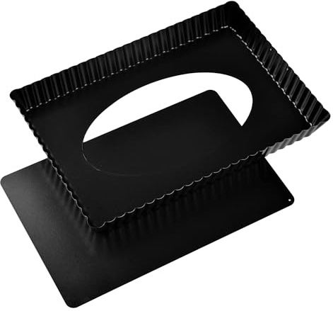 PONIXA Moule à tarte aux fruits avec fond amovible anti-adhésif en acier au carbone pour tartes, tartes, quiches, brownies (12 inch Rectangle)