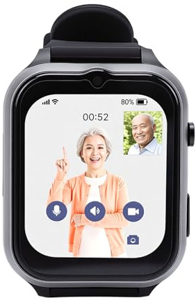 XUMIUZIY Smartwatch für Senioren, 4G Sicherheitsuhr mit Sturzerkennung und HD Videoanruf, Echtzeit Tracking, SOS Taste, IP67 wasserdichte Smartwatch Zum Gehen und Laufen