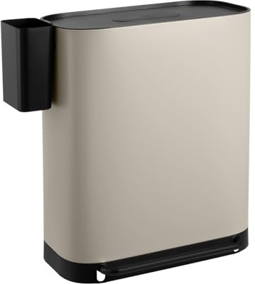 SVITA MLT2X30 Mülleimer Treteimer Abfalleimer 60l 2 Fächer freistehend mit Deckel inkl. Inneneimer Taupe