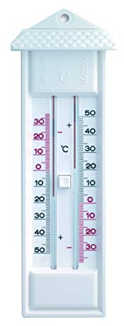 TFA Dostmann Thermomètre analogique Maxima-Minima 10.3014.02 Hauts et Basses Résistant aux intempéries Blanc L 80 x L 32 x H 232 mm
